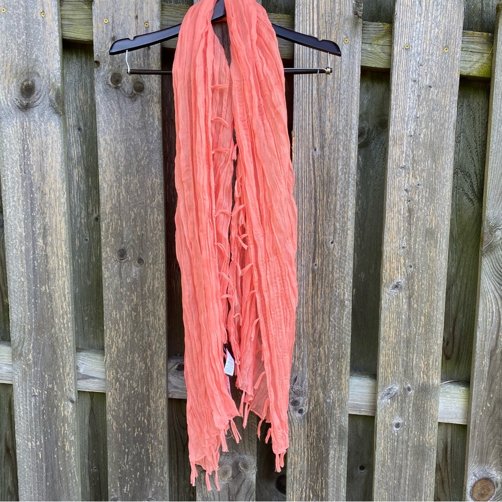 NWT Maurice’s Long orange Fringe Scarf wrap around lightweight